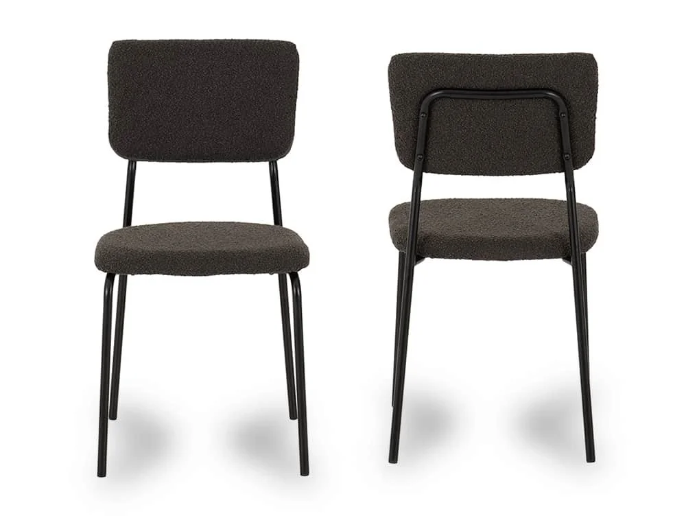 Seconique Seconique Sheldon Set of 4 Grey Boucle Fabric Dining Chairs