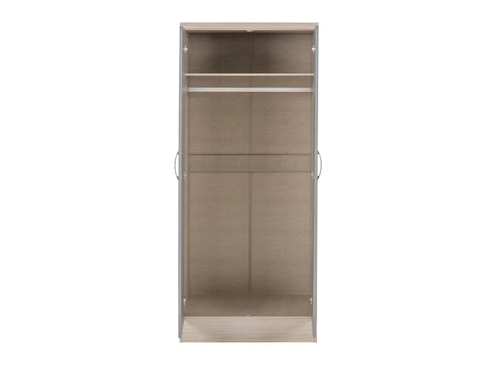 Seconique Seconique Nevada Grey Gloss and Oak 2 Door Double Wardrobe