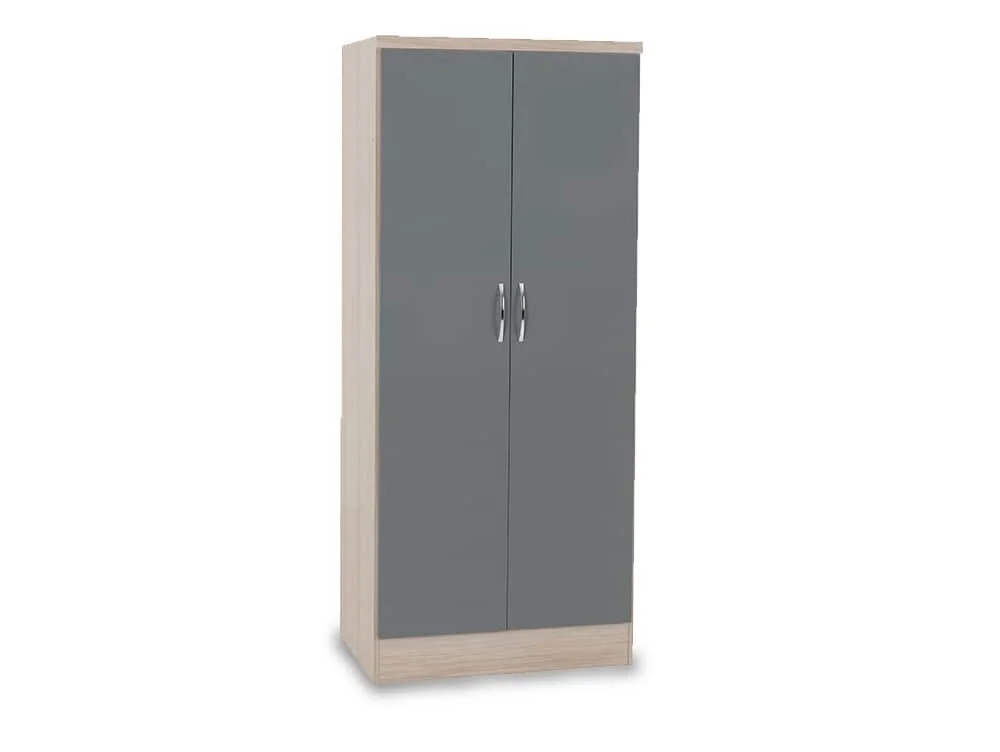 Seconique Seconique Nevada Grey Gloss and Oak 2 Door Double Wardrobe