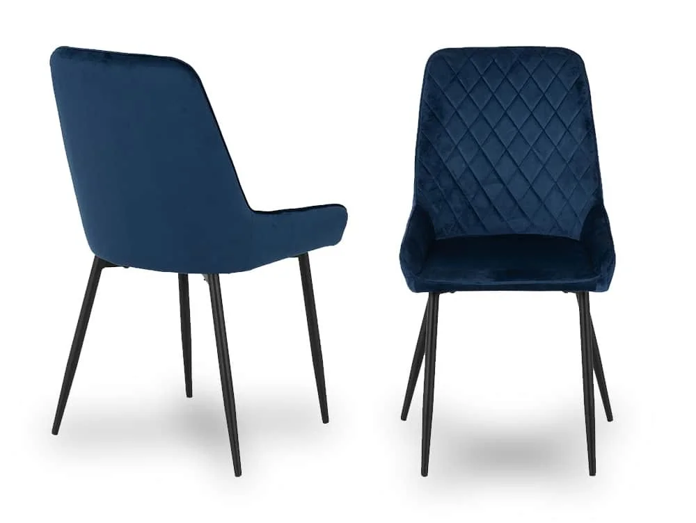 Seconique Seconique Avery Set of 2 Blue Velvet Dining Chairs