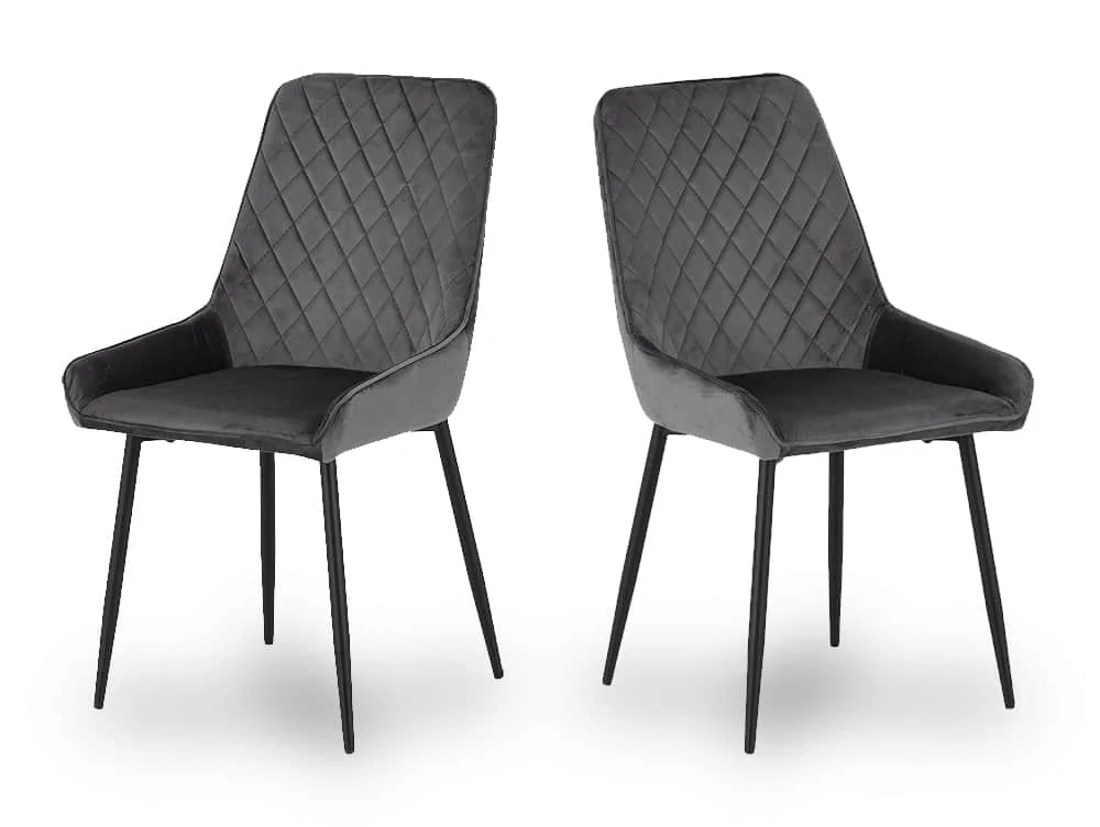 Seconique Seconique Avery Set of 2 Grey Velvet Dining Chairs