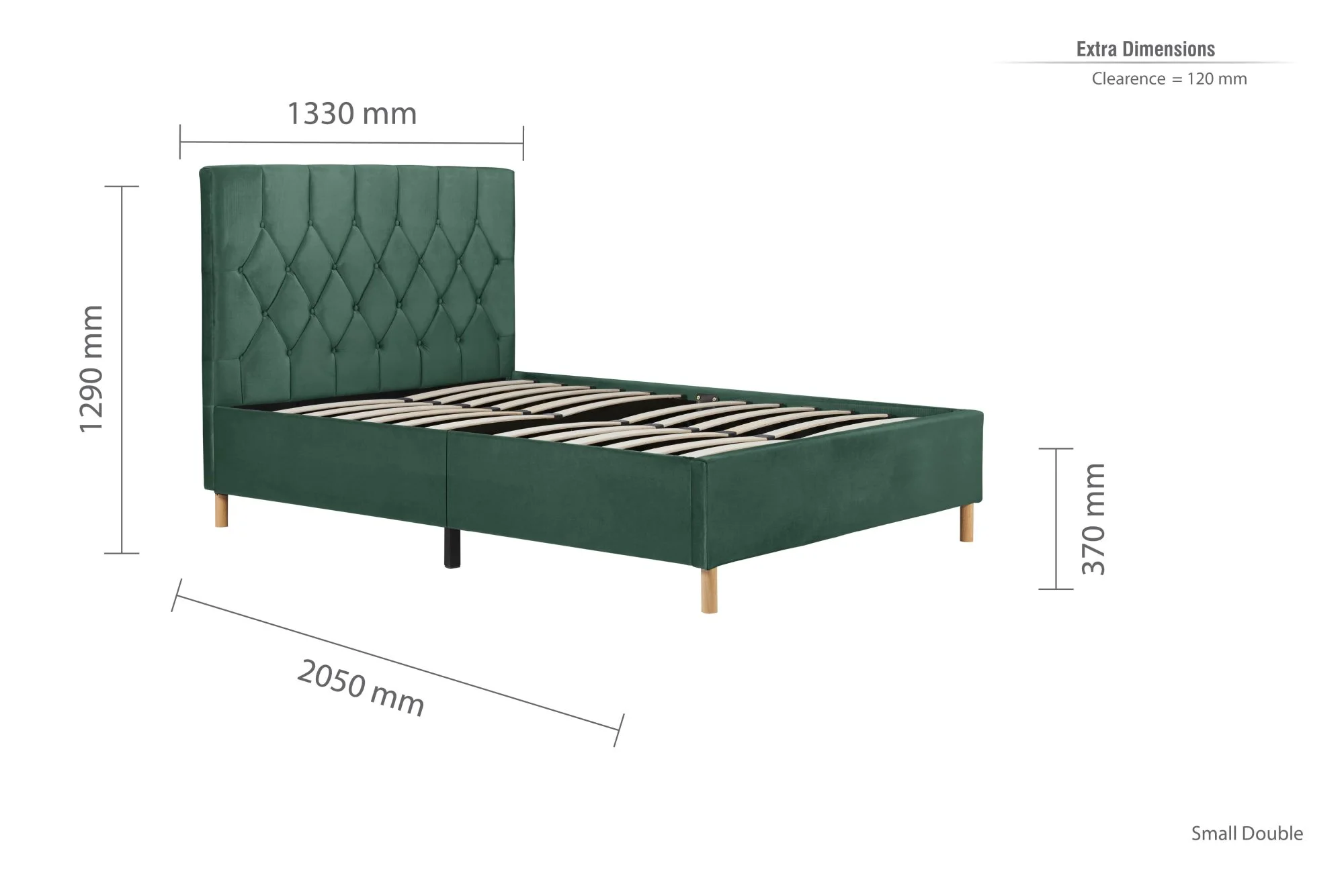 Birlea Birlea Loxley Green Fabric Bed Frame