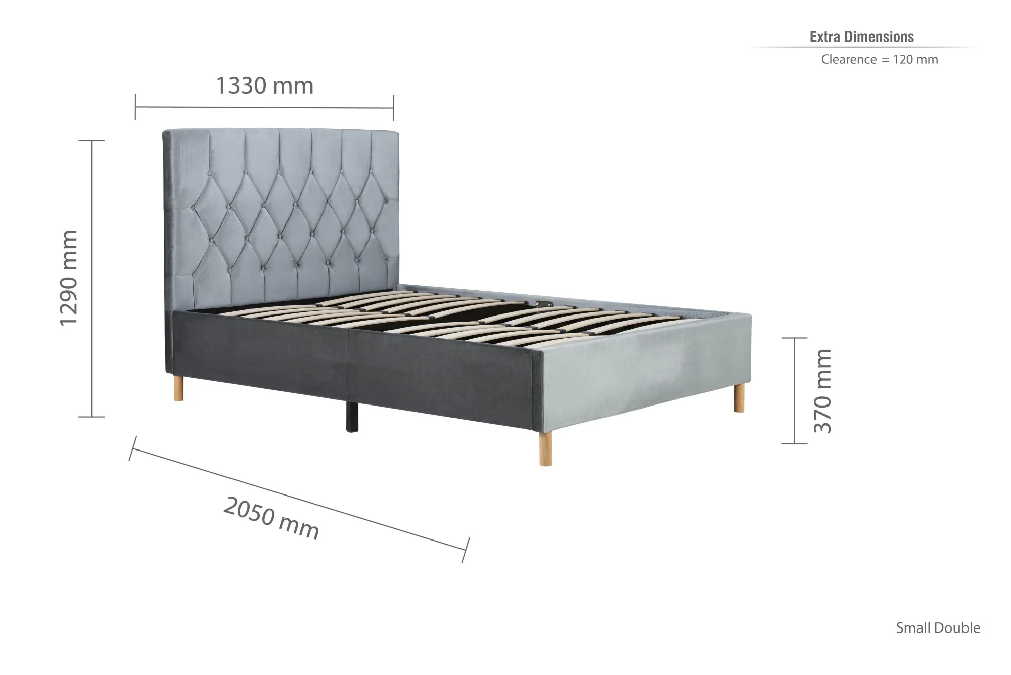 Birlea Birlea Loxley Grey Fabric Bed Frame