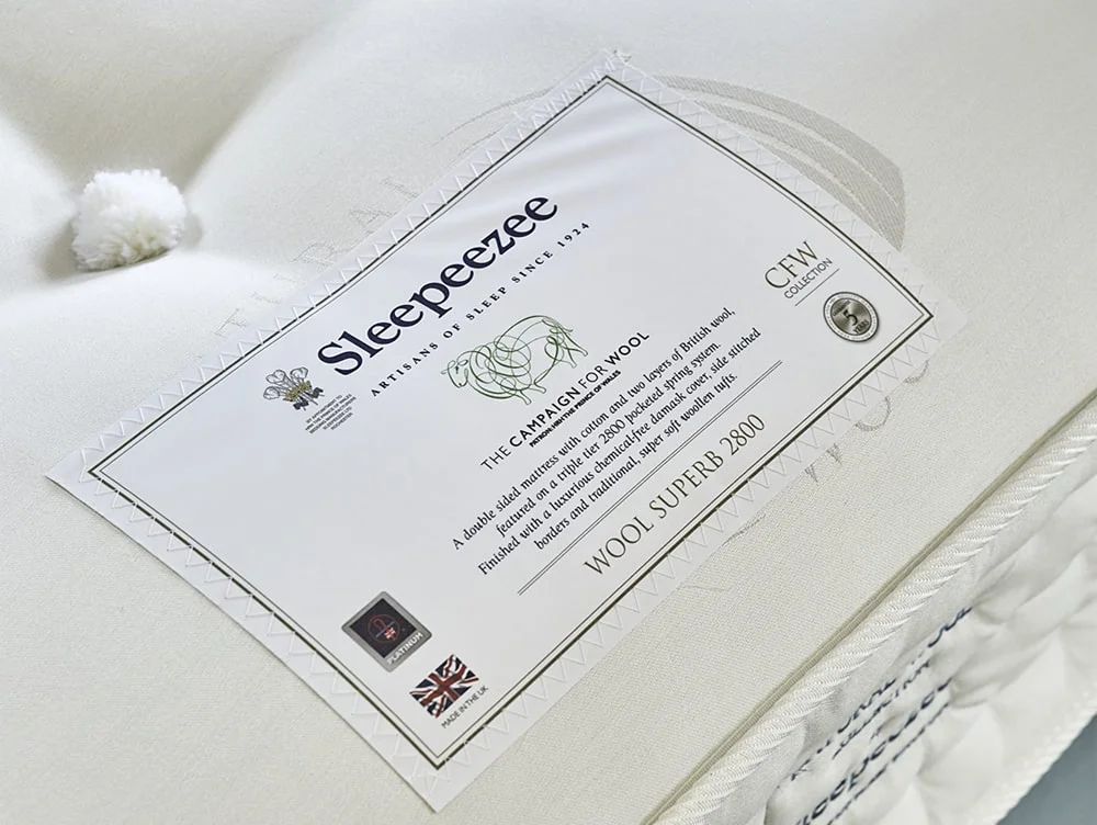 Sleepeezee Sleepeezee Wool Superb Natural Pocket 2800 3ft Single Mattress