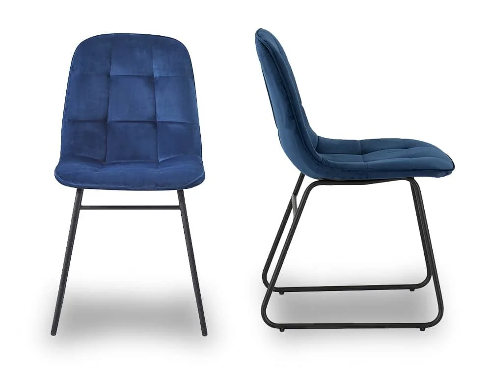 Seconique Seconique Lukas Set of 2 Blue Velvet Dining Chairs