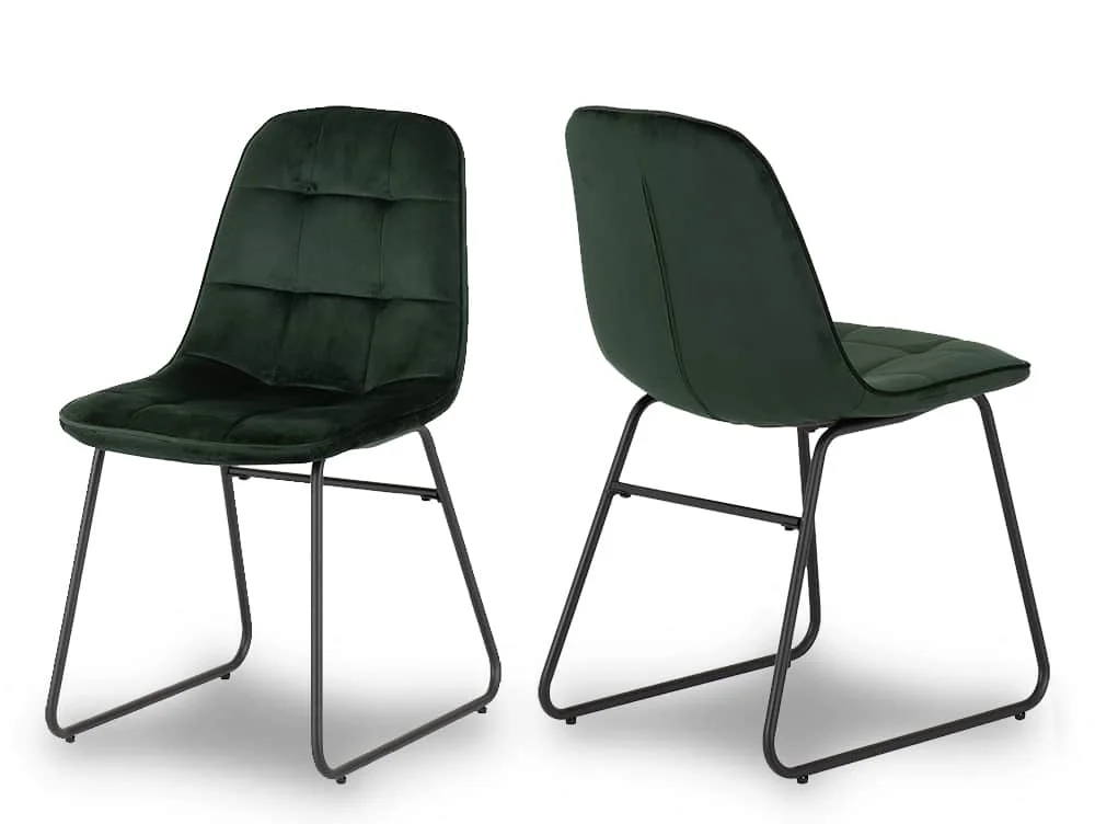 Seconique Seconique Lukas Set of 2 Green Velvet Dining Chairs