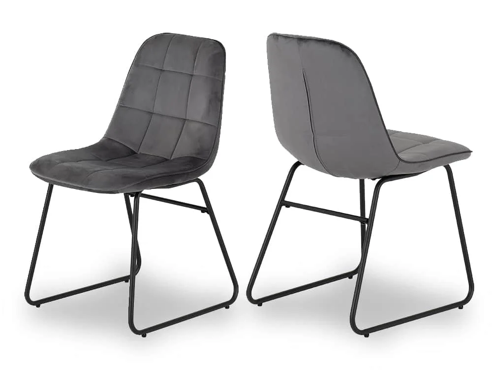 Seconique Seconique Lukas Set of 2 Grey Velvet Dining Chairs