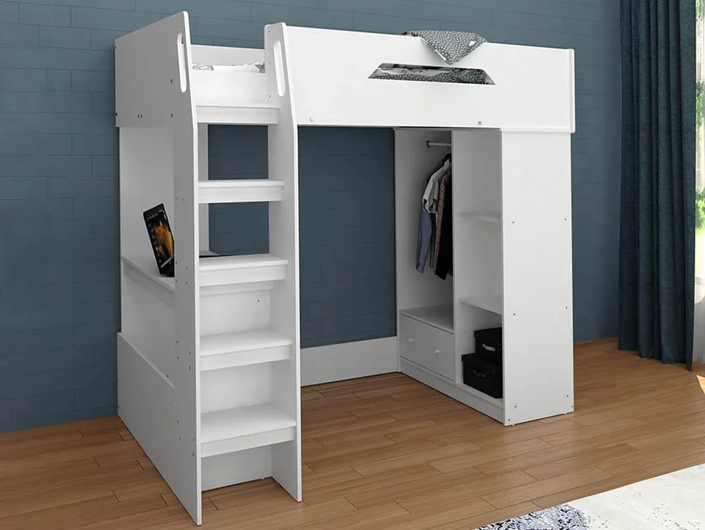 Kidsaw Kidsaw Kudl White Wooden High Sleeper Bed Frame