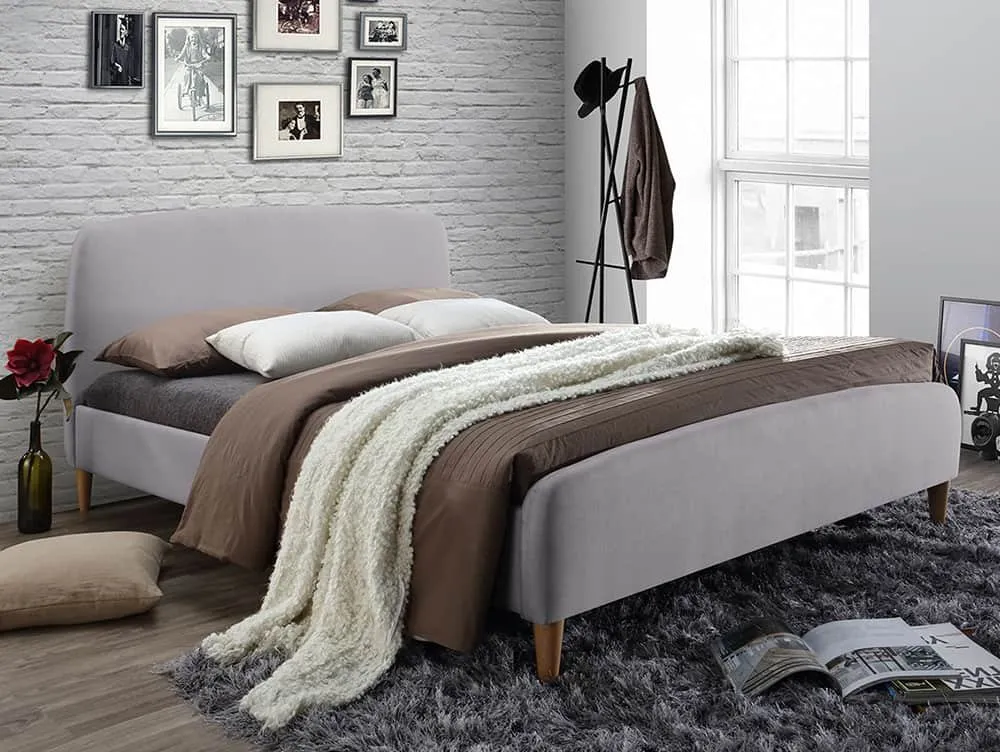 Time Living Time Living Geneva Light Grey Fabric Bed Frame