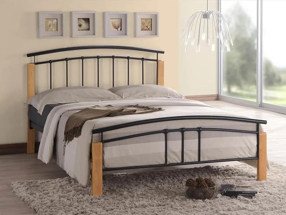 Time Living Time Living Tetras 5ft King Size Black and Beech Metal Bed Frame