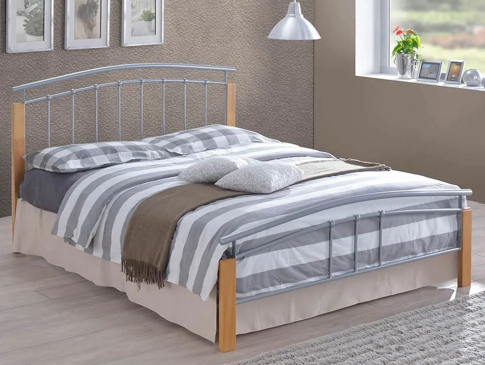 Time Living Time Living Tetras 5ft King Size Silver and Beech Metal Bed Frame