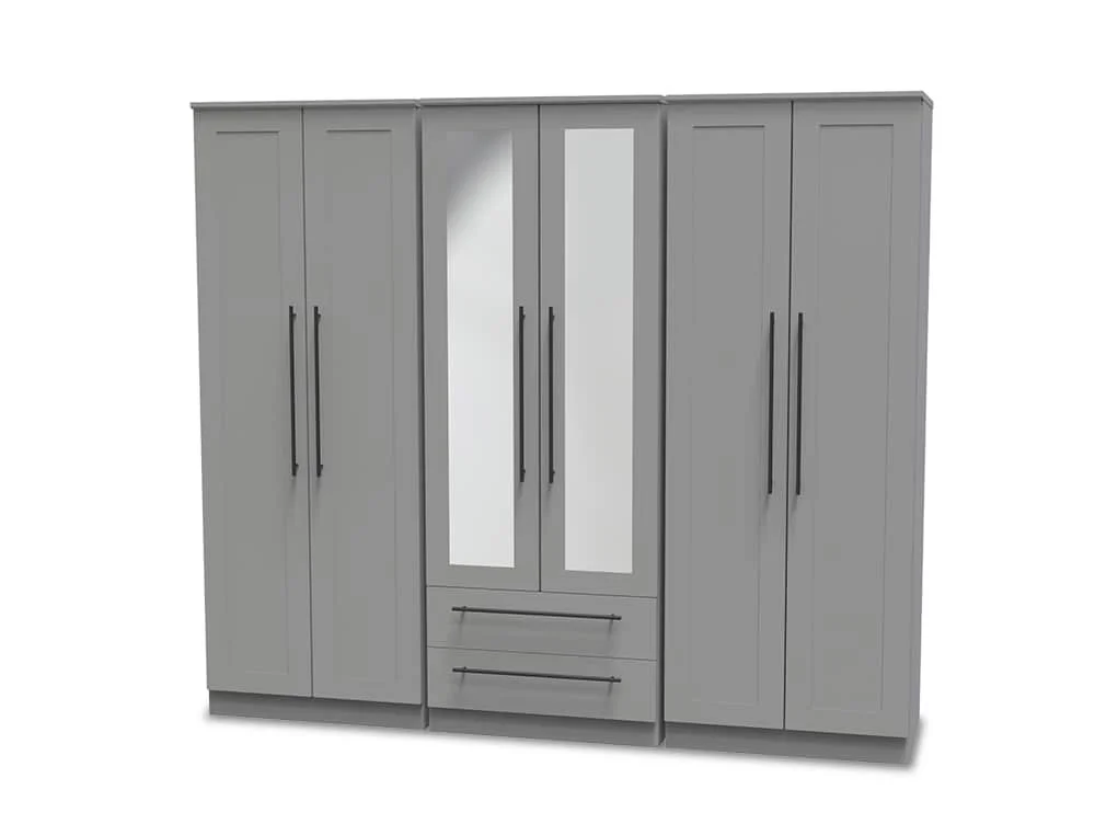 Welcome Welcome Beverley 6 Door 2 Drawer Tall Mirrored Wardrobe (Assembled)