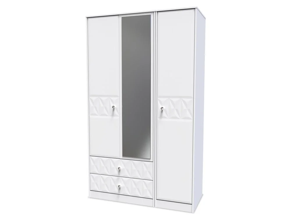 Welcome Welcome San Jose 3 Door 2 Drawer Tall Mirrored Triple Wardrobe (Assembled)