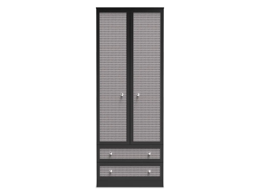 Welcome Welcome Rattan Look 2 Door 2 Drawer Tall Double Wardrobe (Assembled)