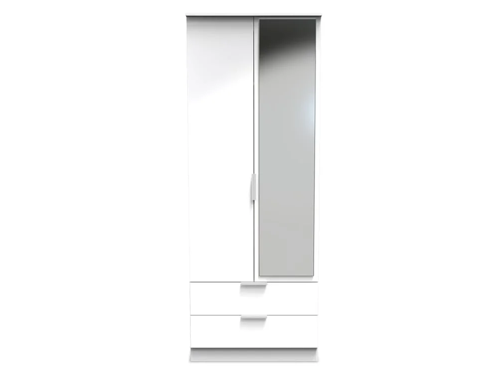 Welcome Welcome Plymouth 2 Door 2 Drawer Tall Mirrored Double Wardrobe (Assembled)