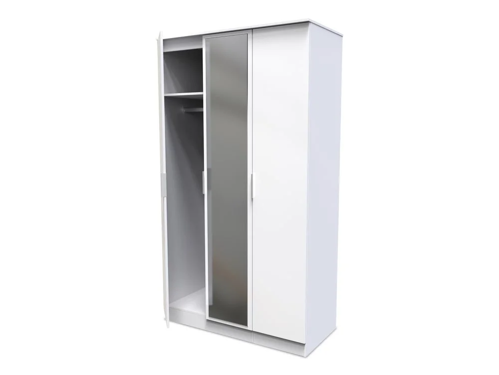 Welcome Welcome Plymouth 3 Door Tall Mirrored Triple Wardrobe (Assembled)