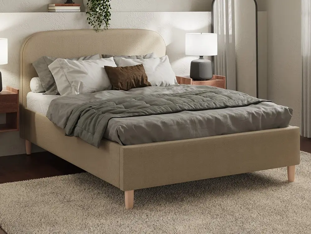 GFW GFW Florence 4ft6 Double Mushroom Boucle Fabric Ottoman Bed Frame