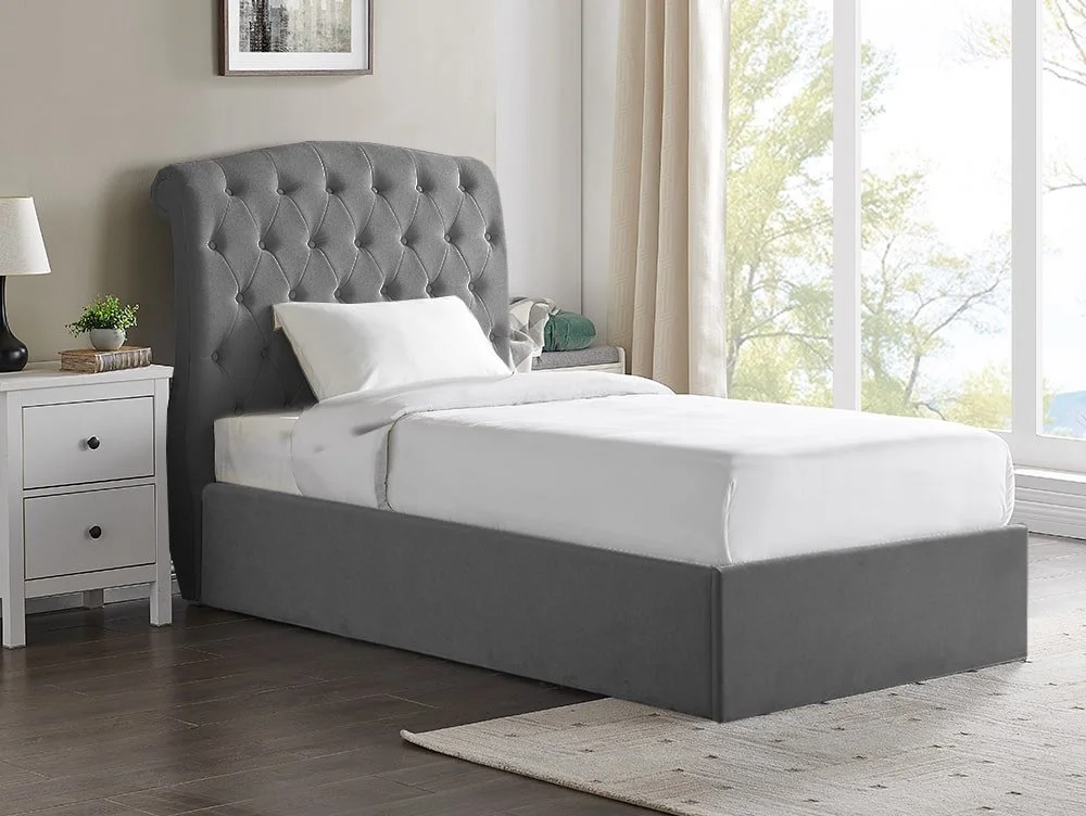 Limelight  Limelight Rosa 3ft Single Dark Grey Fabric Ottoman Bed Frame