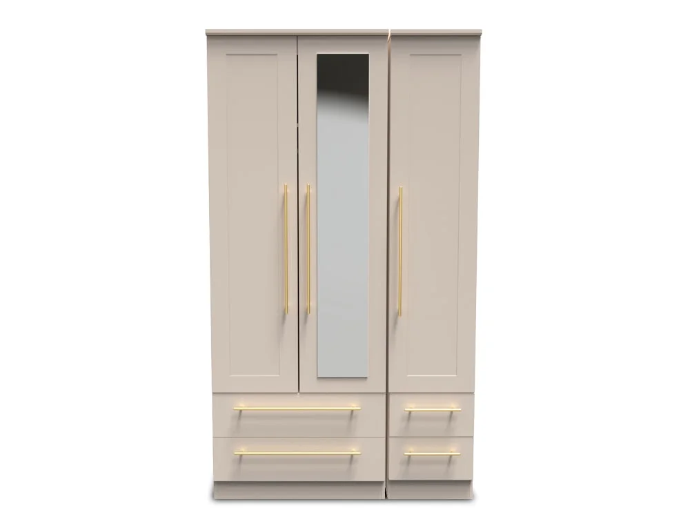 Welcome Welcome Haworth 3 Door 4 Drawer Tall Mirrored Triple Wardrobe (Assembled)