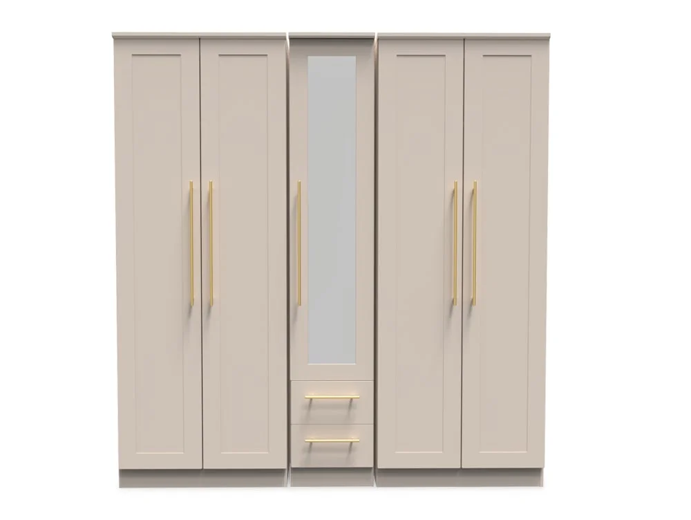 Welcome Welcome Haworth 5 Door 2 Drawer Tall Mirrored Wardrobe (Assembled)