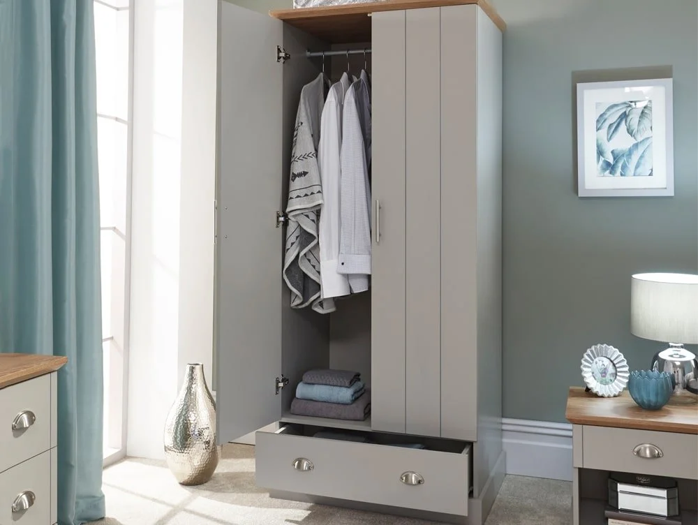 GFW GFW Kendal Light Grey and Oak 3 Piece Bedroom Furniture Set