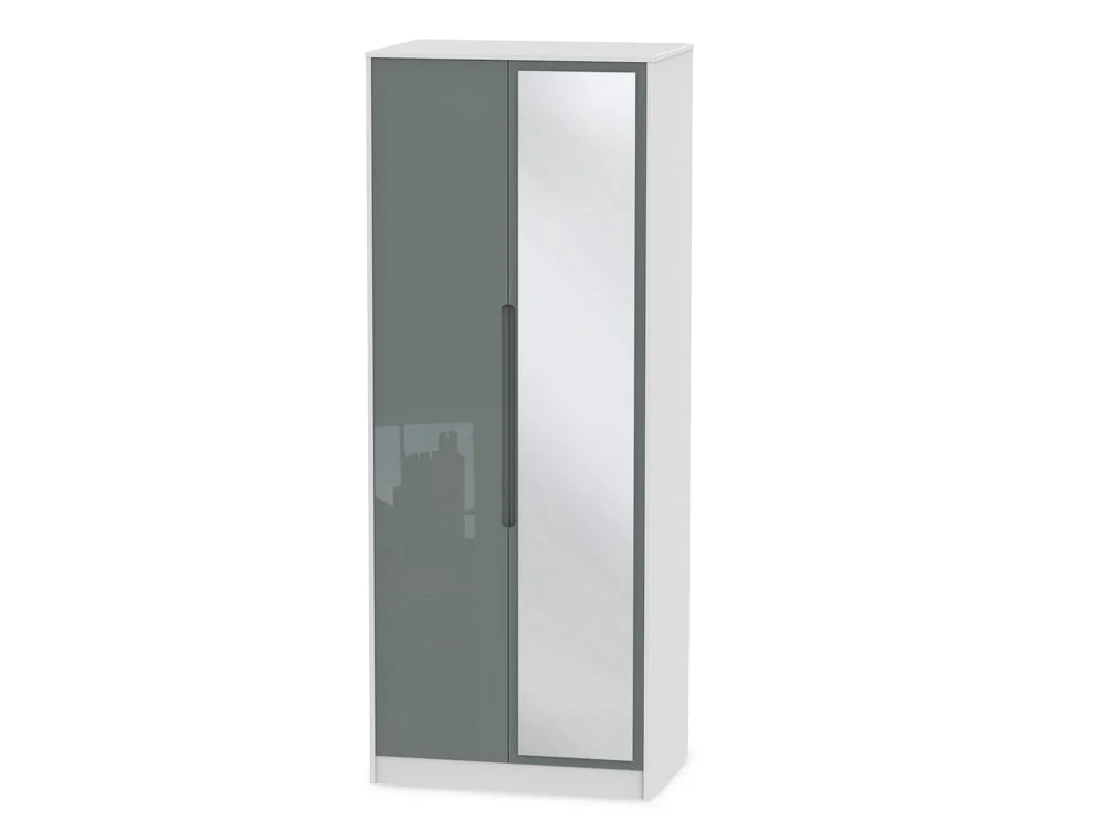 Welcome Welcome Monaco Gloss 2 Door Tall Mirrored Double Wardrobe (Assembled)