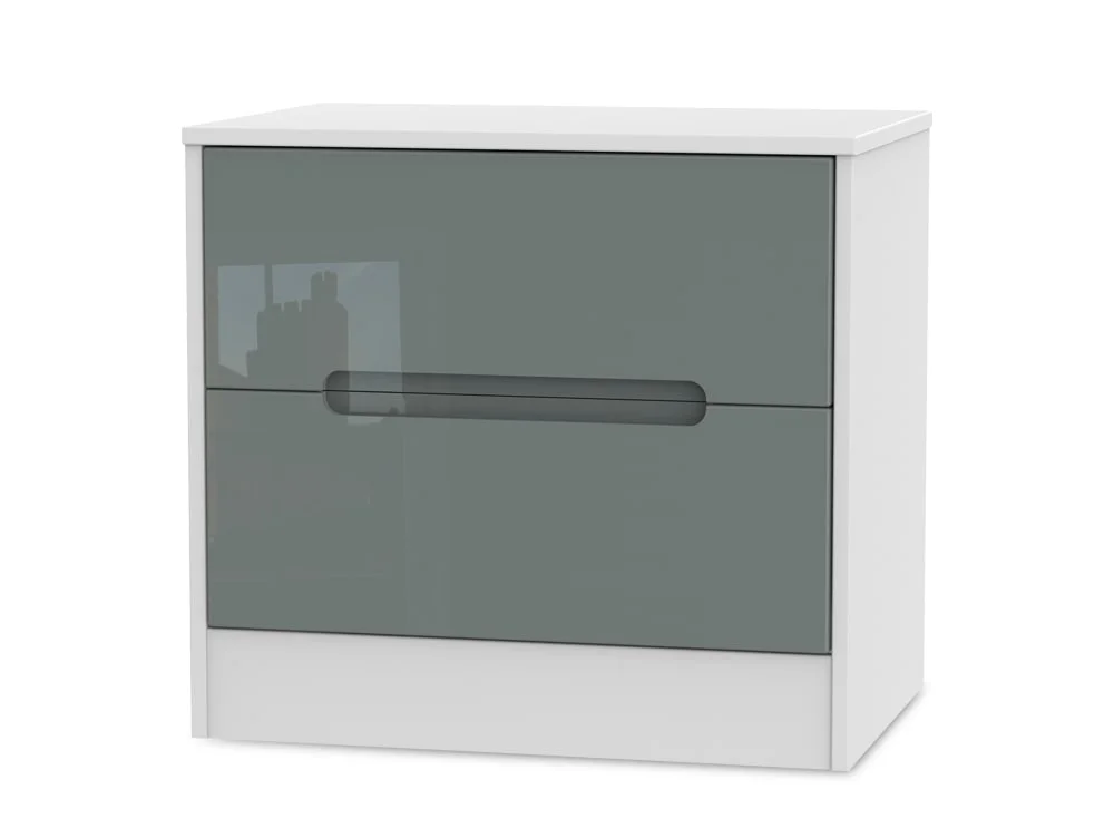 Welcome Welcome Monaco Gloss 2 Drawer Wide Bedside Table (Assembled)