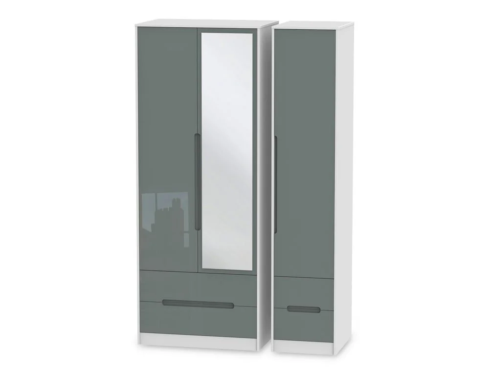 Welcome Welcome Monaco Gloss 3 Door 4 Drawer Tall Mirrored Triple Wardrobe (Assembled)