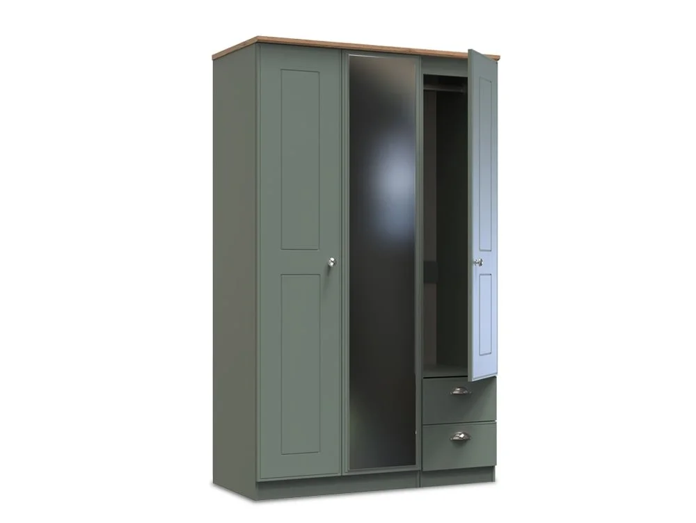 Welcome Welcome Victoria 3 Door 2 Small Drawer Mirrored Triple Wardrobe (Assembled)