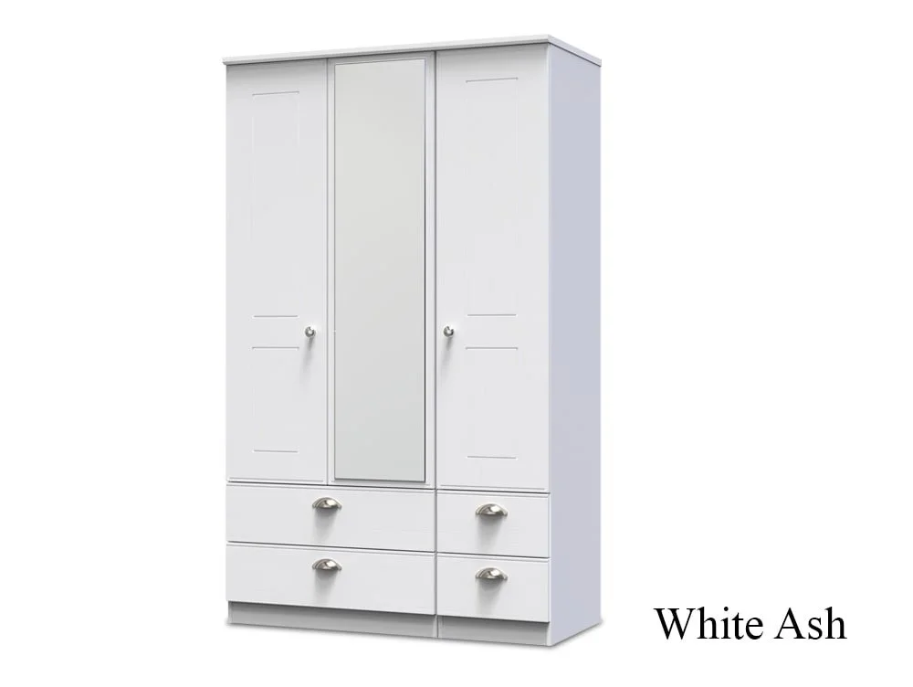 Welcome Welcome Victoria 3 Door 4 Drawer Mirrored Triple Wardrobe (Assembled)