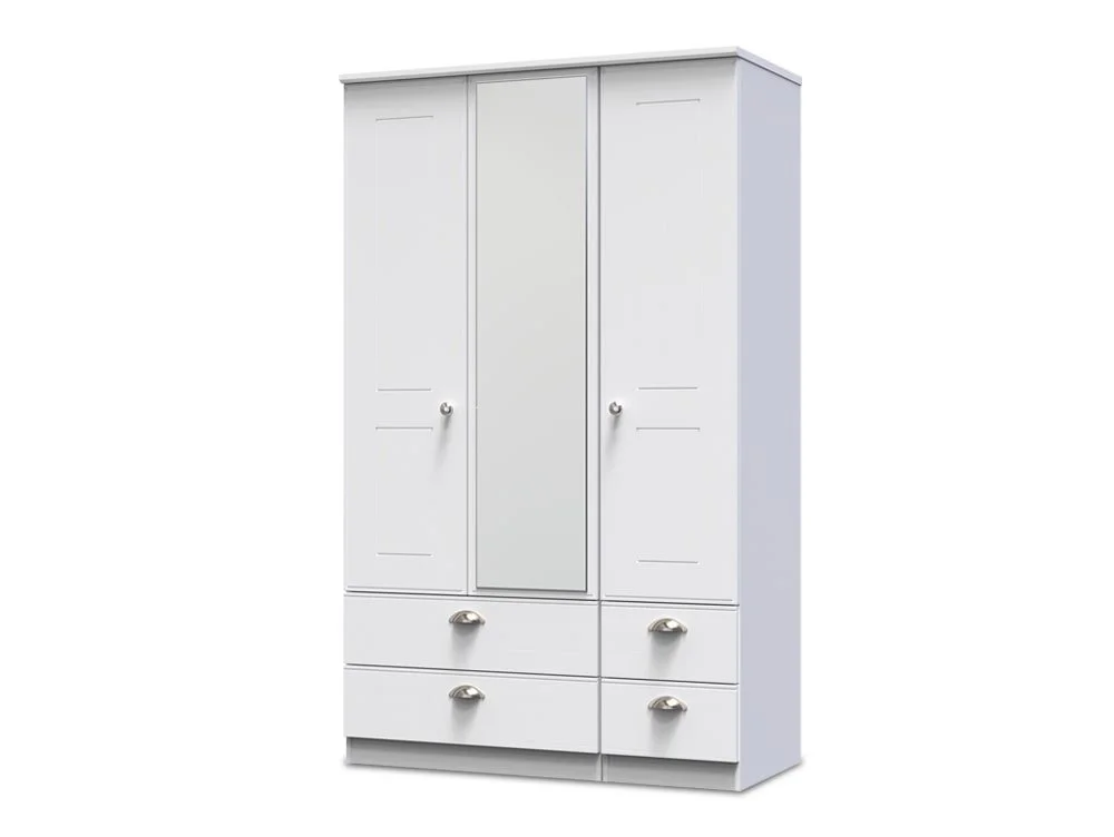 Welcome Welcome Victoria 3 Door 4 Drawer Mirrored Triple Wardrobe (Assembled)