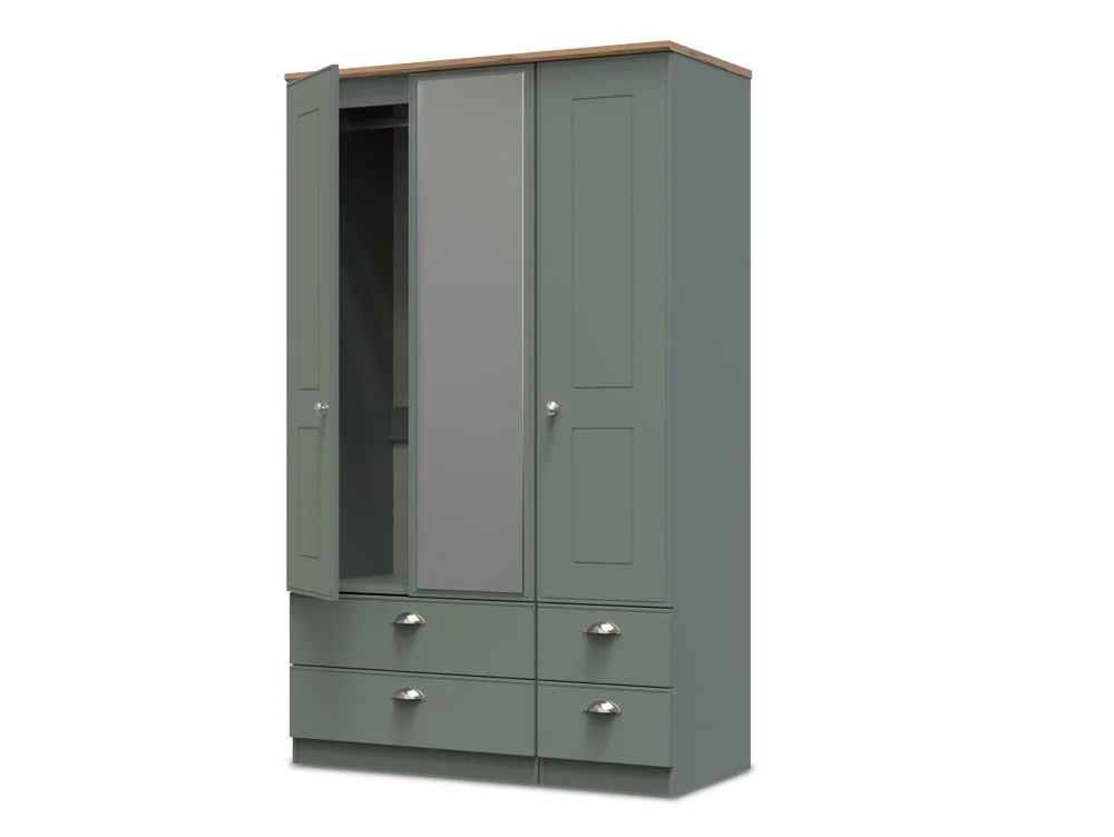 Welcome Welcome Victoria 3 Door 4 Drawer Tall Mirrored Triple Wardrobe (Assembled)