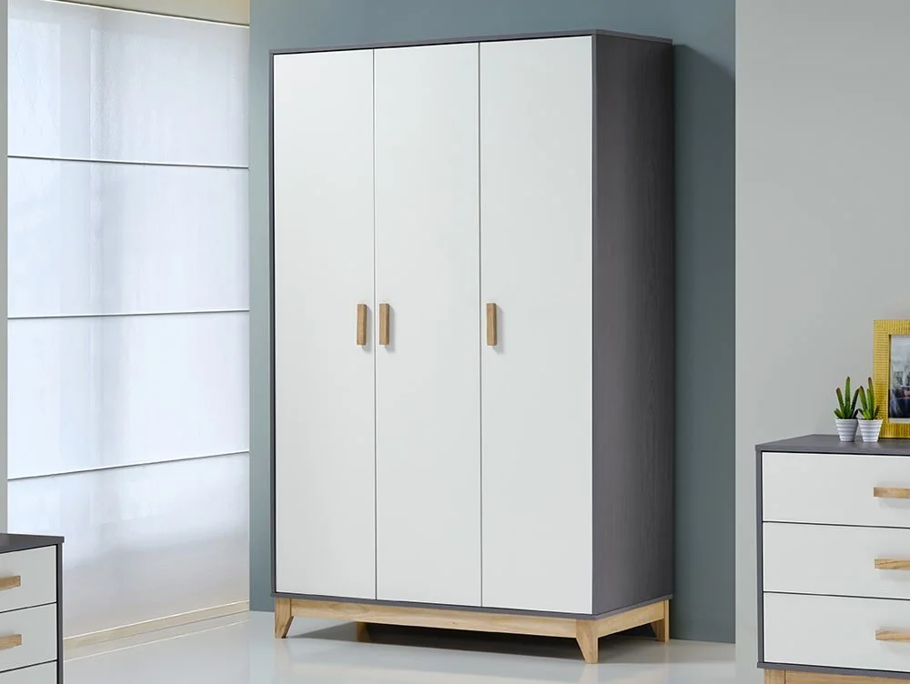 Seconique Seconique Cleveland Grey and White 3 Door Triple Wardrobe