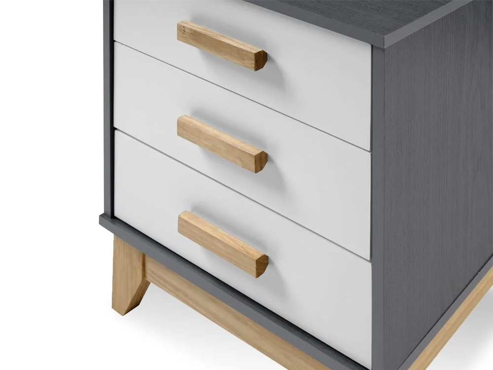 Seconique Seconique Cleveland Grey and White 3 Drawer Bedside Table