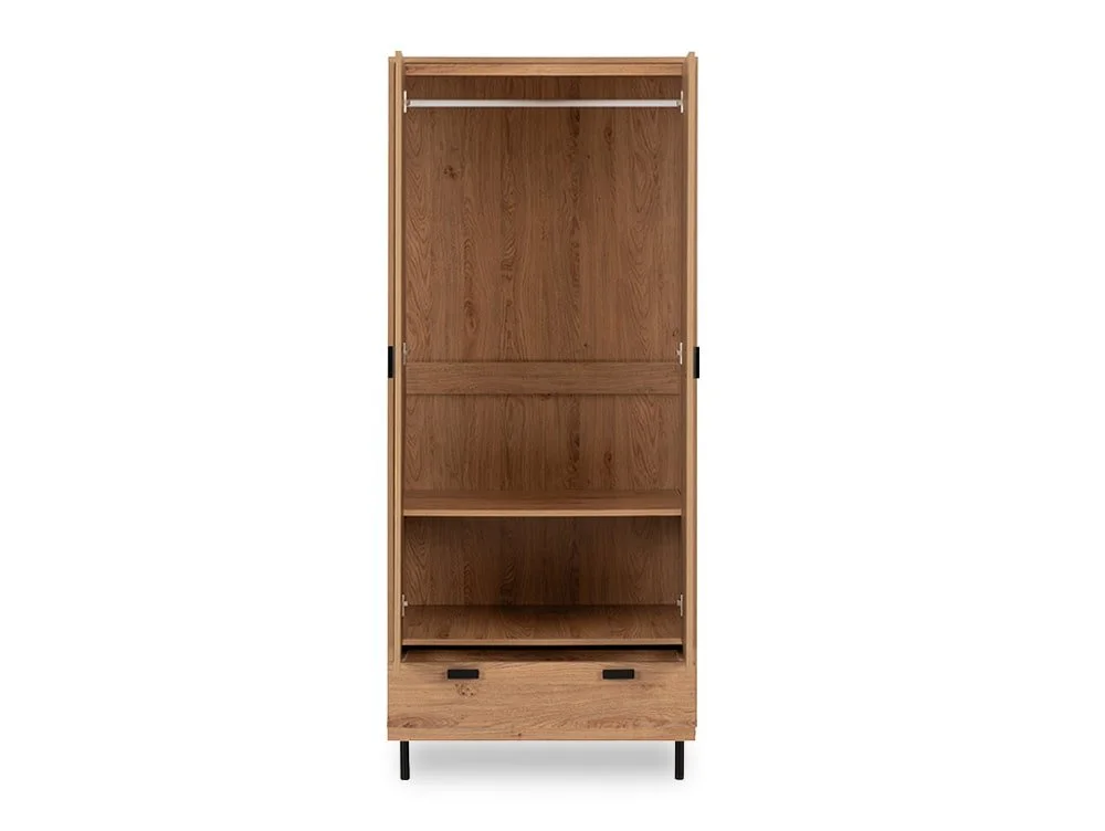 Seconique Seconique Leon Oak 2 Door 1 Drawer Double Wardrobe