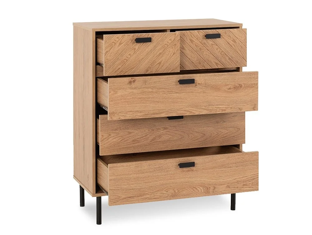 Seconique Seconique Leon Oak 3+2 Drawer Chest of Drawers