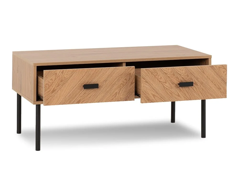 Seconique Seconique Leon Oak 2 Drawer Coffee Table