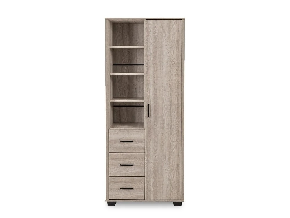 Seconique Seconique Oliver Light Oak 1 Door 3 Drawer Wardrobe