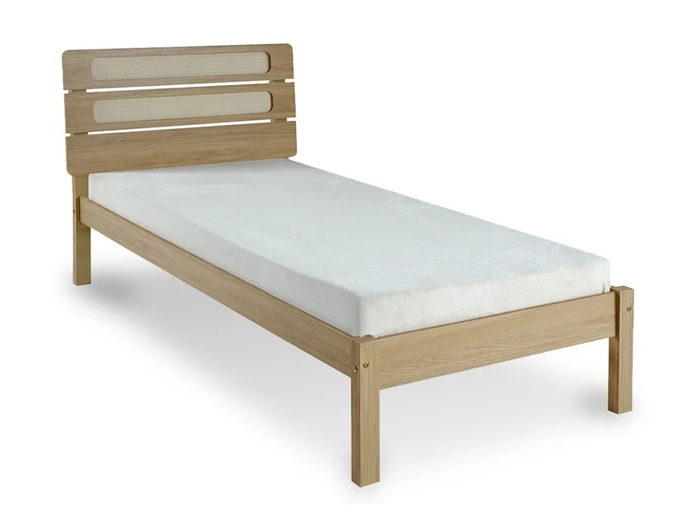 Seconique Seconique Santana 3ft Single Rattan and Light Oak Wooden Bedframe