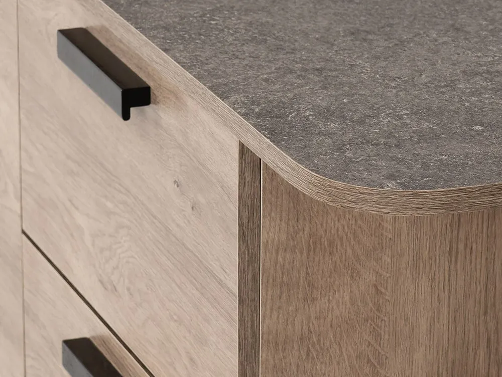 Seconique Seconique Saxton Mid Oak and Concrete Effect 1 Door 3 Drawer Sideboard