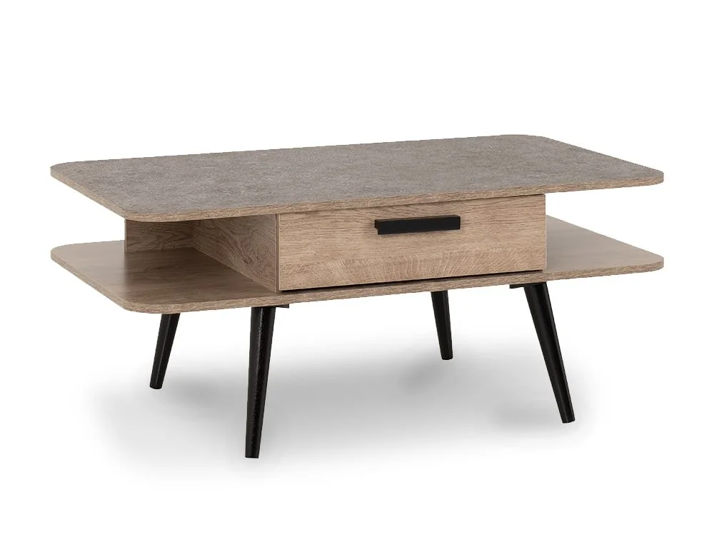 Seconique Seconique Saxton Mid Oak and Concrete Effect 1 Drawer Coffee Table