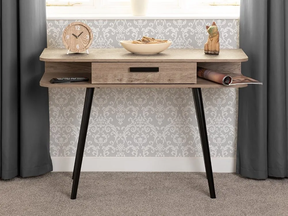 Seconique Seconique Saxton Mid Oak and Concrete Effect 1 Drawer Console Table