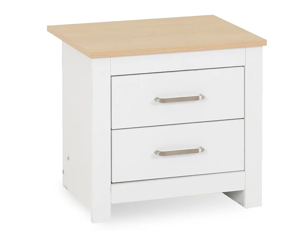 Seconique Seconique Portland White and Oak 2 Drawer Bedside Table