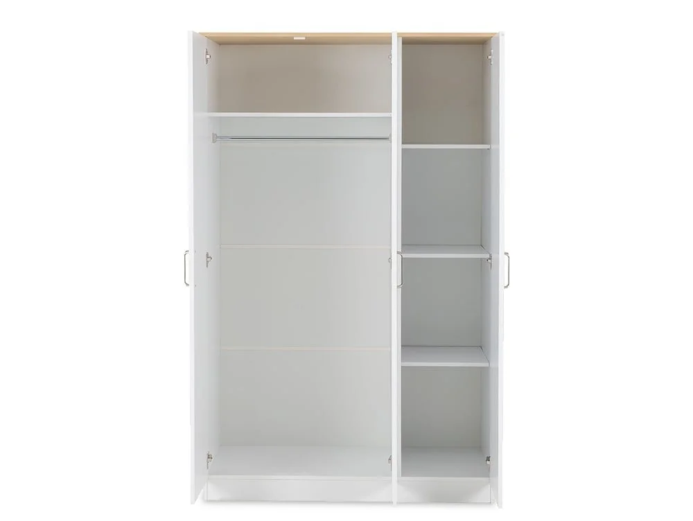 Seconique Seconique Portland White and Oak 3 Door Triple Wardrobe