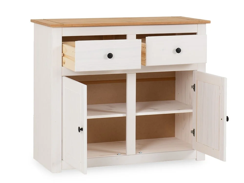 Seconique Seconique Panama White and Waxed Pine 2 Door 2 Drawer Sideboard