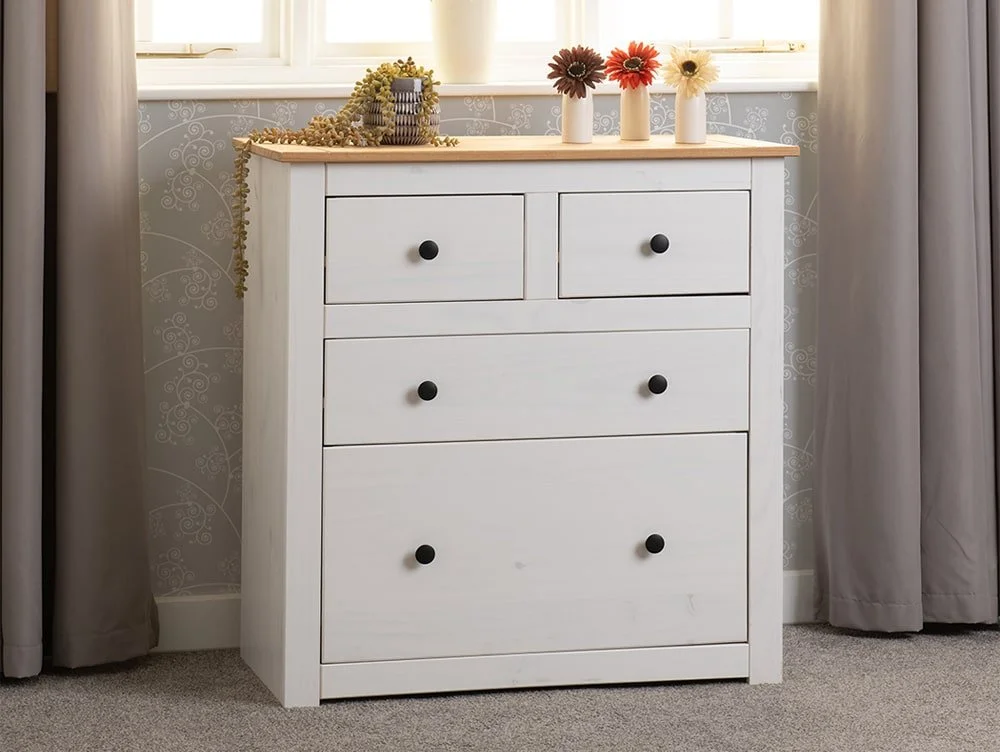 Seconique Seconique Panama White and Waxed Pine 2+2 Drawer Chest of Drawers