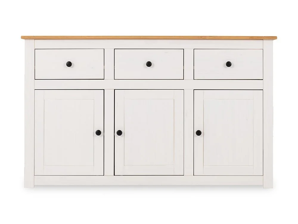 Seconique Seconique Panama White and Waxed Pine 3 Door 3 Drawer Sideboard