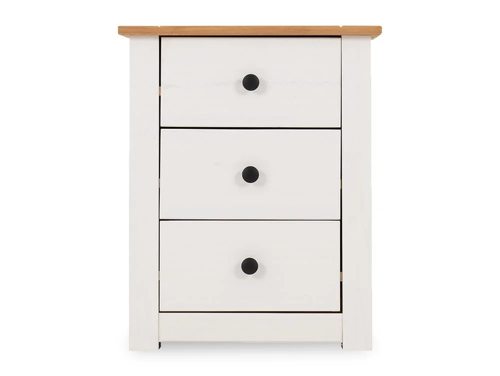 Seconique Seconique Panama White and Waxed Pine 3 Drawer Bedside Table