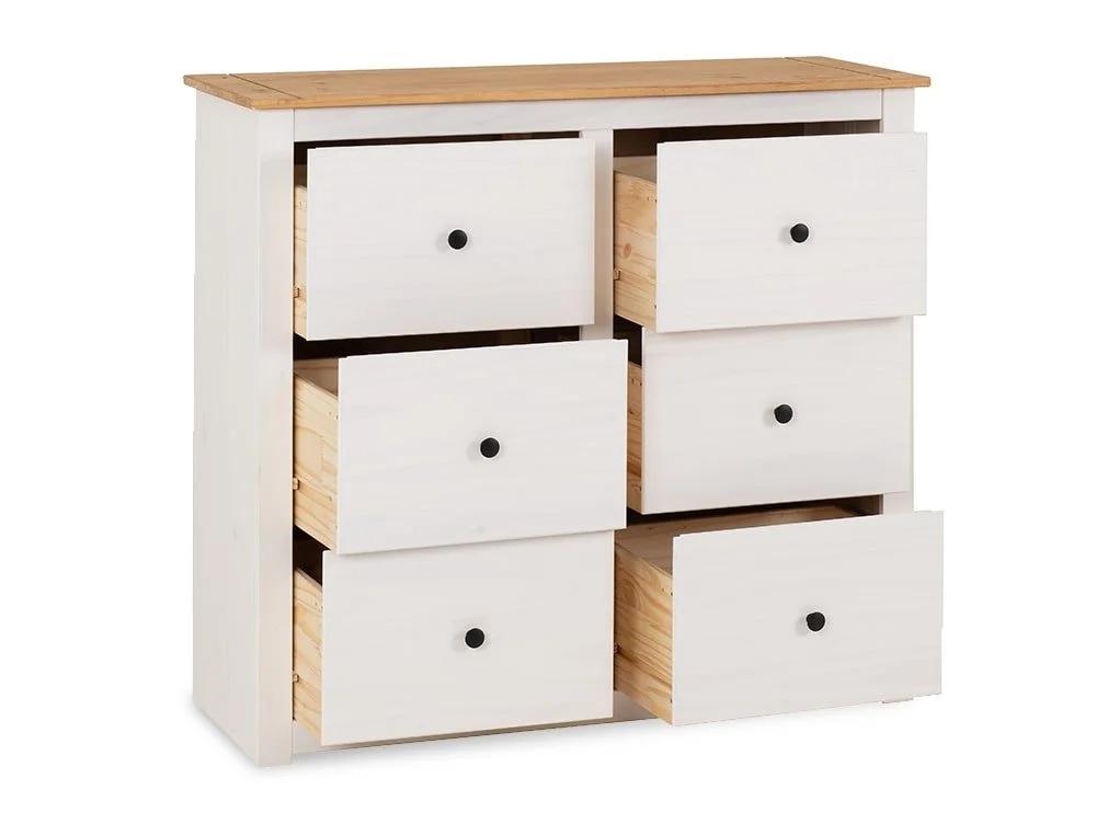 Seconique Seconique Panama White and Waxed Pine 3+3 Drawer Chest of Drawers