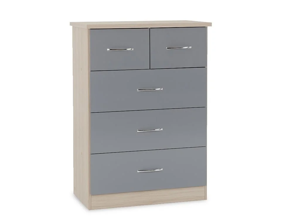 Seconique Seconique Nevada Grey Gloss and Oak 4 Piece Large Bedroom Furniture Package